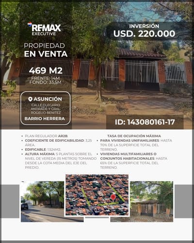 Casa a precio de terreno a refaccionar o demoler en Barrio Herrera de Asunción.