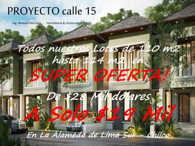 ALAMEDA LIMA SUR - OFERTA LOTES DE 114 m2 REBAJADOS DE $28 MIL A SOLO $19 MIL