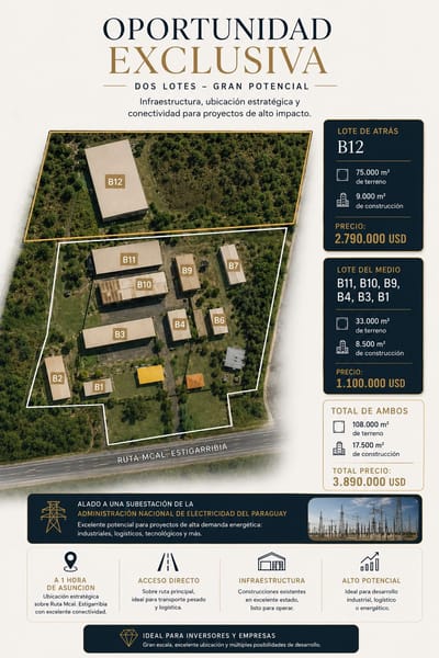 Propiedad industrial de 16,5 hectáreas (165.000 m²),