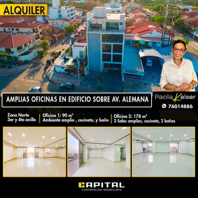 Oficinas corporativas en alquiler, Avenida Alemana, Santa Cruz, Bolivia