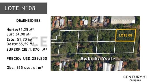 Terreno En Laguna Grande Luque (1.870 M² )