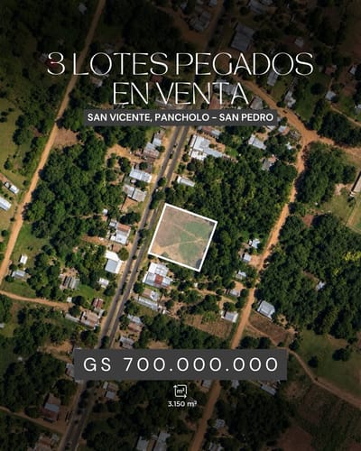 3 LOTES PEGADOS EN VENTA - SAN VICENTE, PANCHOLO SAN PEDRO