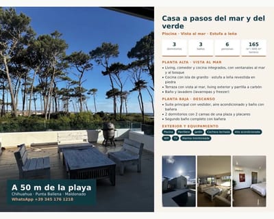 Casa a 50 m del mar con piscina, vista al mar y estufa a leña – Chihuahua