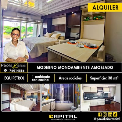 Monoambiente Amoblado En Alquiler En Equipetrol