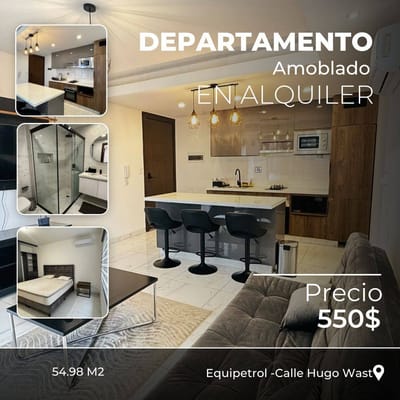 EN BARRIO EQUIPETROL,AMOBLADO Y DE LUJO,DPTO DE 1 DORM EN ALQUILER