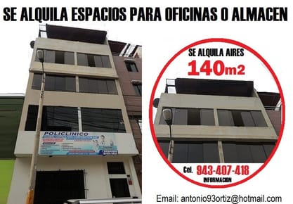 Alquiler de oficinas o ambiente para almacén