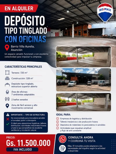 ALQUILO TINGLADO ABIERTO TIPO DEPOSITO EN ASUNCION
