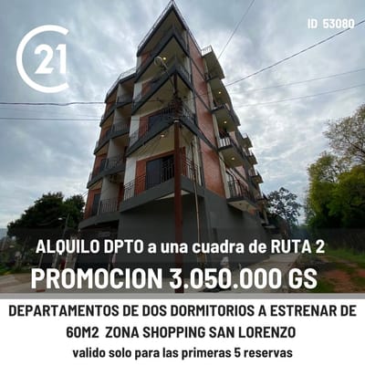 ALQUILO DPTO ZONA SHOPPING SAN LORENZO