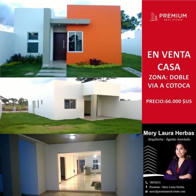 EN VENTA CASA EN LA DOBLE VIA A COTOCA