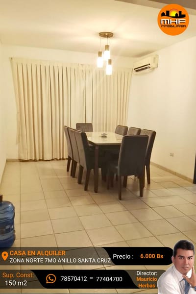 CASA EN ALQUILER DENTRO CONDOMINIO CON PISCINA Y AREAS COMUNES. EN SANTA CRUZ