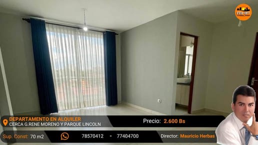 EN ALQUILER CONFORTABLE DEPARTAMENTO 2 DORM. GARAJE. Z/SARCO LINCOLN