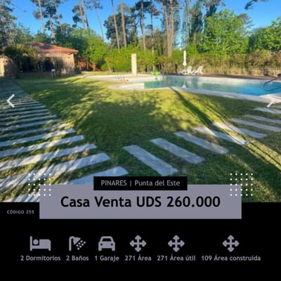 Venta, 2 dormitorios, Casa, Pinares, Punta del Este
