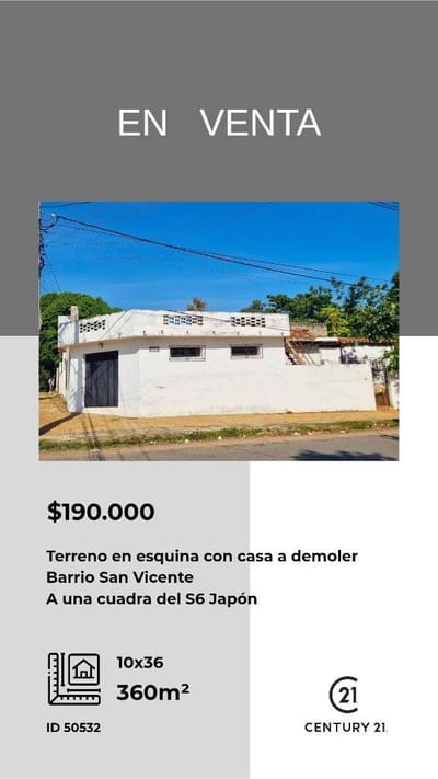 Vendo terreno con gran potencial en el barrio San Vicente