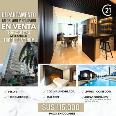 DEPARTAMENTO EN VENTA DE 1 DORMITORIO AMOBLADO EN EQUIPETROL