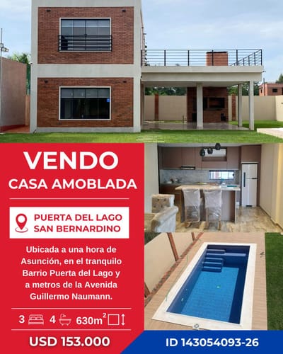 Vendo casa amoblada  con piscina en San Bernardino