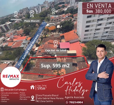 Terreno en Venta Zona Céntrica, Plaza Blacutt, con Ubicación Estratégica 