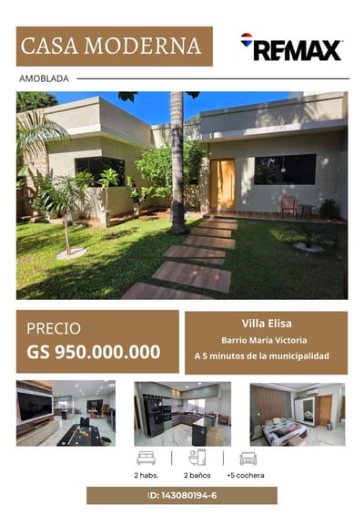 CASA AMOBLADA EN VENTA EN VILLA ELISA 