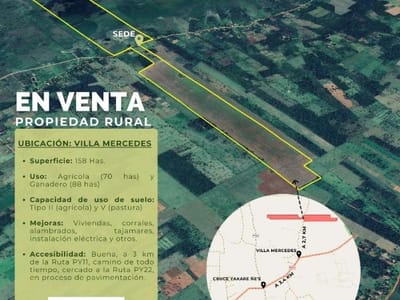 PROPIEDAD RURAL DE 158 HAS EN SAN PEDRO DEL YCUAMANDIYÚ