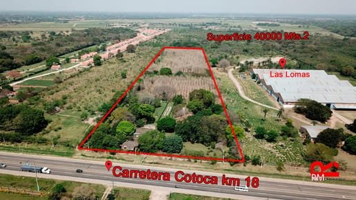 Terreno en venta sobre carretera a Cotoca km 18