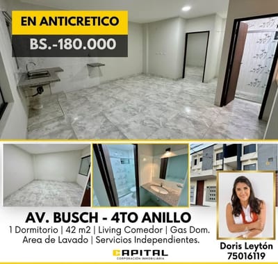 DPTO 1 DORM EN ALQUILER O ANTICRETICO