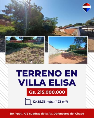 VENDO TERRENO EN VILLA ELISA