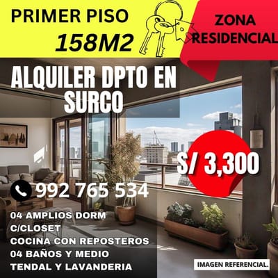 Alquilo Departamento en Surco 158M²