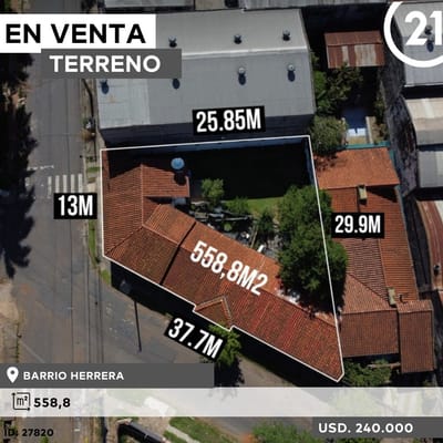Vendo Casa para Refacción o Demolición en Esquina Estratégica  BARRIO HERRERA.