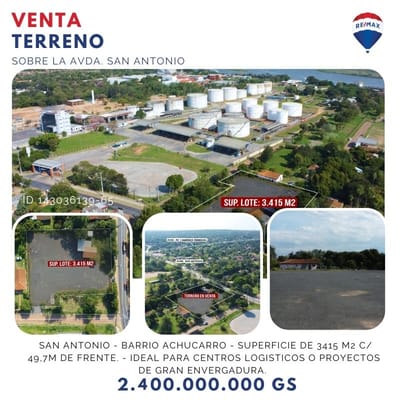 VENDO TERRENO SOBRE AVENIDA SAN ANTONIO