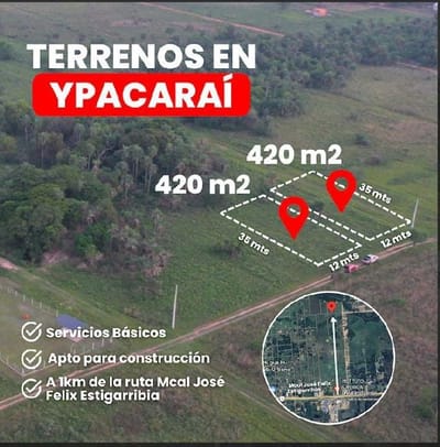 Venta de dos terrenos juntos Ypacarai