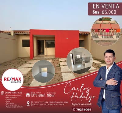 CASA EN VENTA Z/VILLA 1ERO DE MAYO 8VO ANILLO