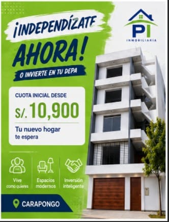 Vendo Departamento Carapongo, Santa Clara/cuota Inicial De S/7,000