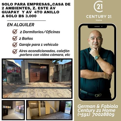 SOBRE AV GUAPAY Y 4TO ANILLO, CASA IDELA PARA VIVIENDA O EMPRESA EN ALQUILER