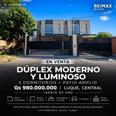 DÚPLEX EN VENTA EN JARDÍN DE ORO LUQUE