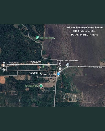 VENDO 14 HECTÁREAS A 100MTS DE LA RUTA LUQUE-SAN BERNARDINO