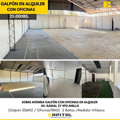 Galpon en alquiler sobre Avenida 4to anillo zona norte