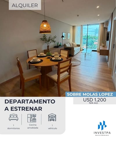 ALQUILO DEPARTAMENTO DE 1 HABITACIÓN AMOBLADO SOBRE MOLAS LOPEZ
