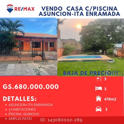 VENDO CASA EN ASUNCION ITA ENRAMADA 