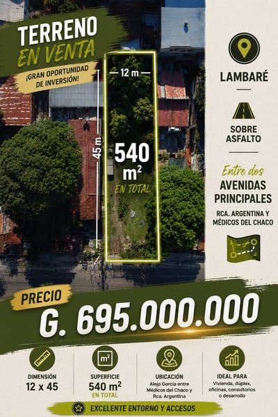  TERRENO de 540m² EN VENTA - LAMBARE