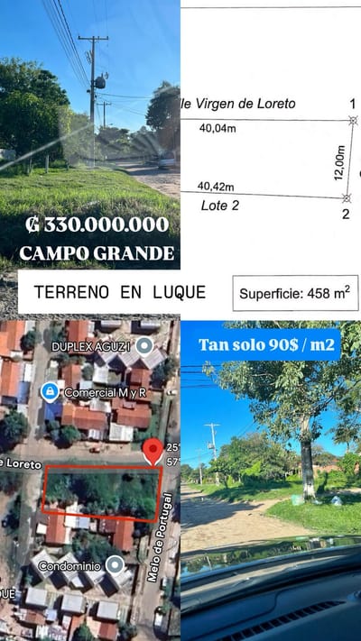 **LOTE EN ESQUINA EN VENTA – ZONA CONMEBOL, LUQUE**