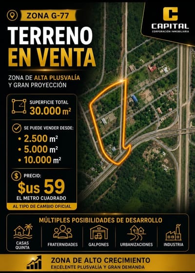 Terrenos en venta en zona G77