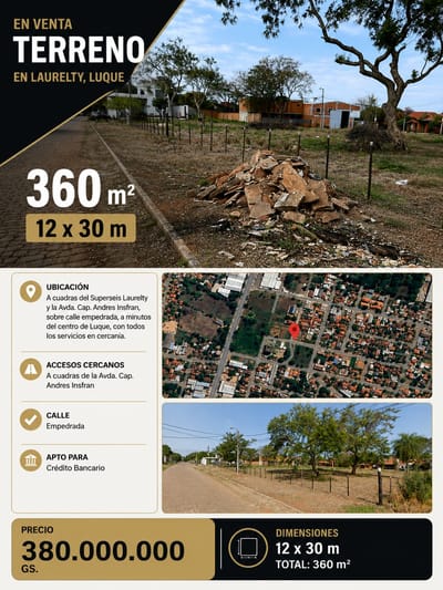 Terreno en Laurelty Luque (360 M²)