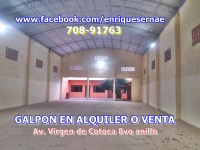 A ESTRENAR GALPON CERRADO EN ALQUILER O VENTA – VIRGEN DE COTOCA!