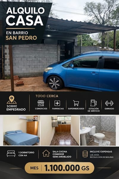  ¡ALQUILO CASA EN BARRIO SAN PEDRO! ENCARNACION