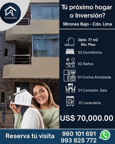 Vive O Invierte Dpto 77 M2 Mirones Bajos