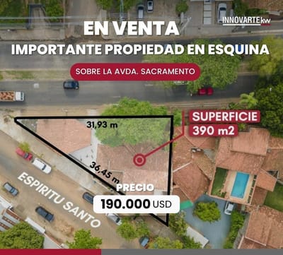 Venta de de propiedad en Esquina sobre Avenida Sacramento