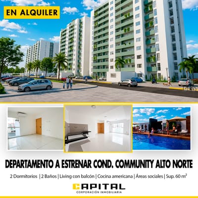 Departamento en alquiler en condominio al norte