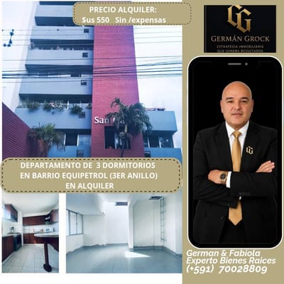 A Solo $us 550, Amplio Departamento De 3 Dorm En Equipetrol