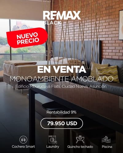 ENDO Amplio monoambiente AMOBLADO