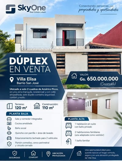 DÚPLEX EN VENTA EN VILLA ELISA – BARRIO SAN JOSÉ