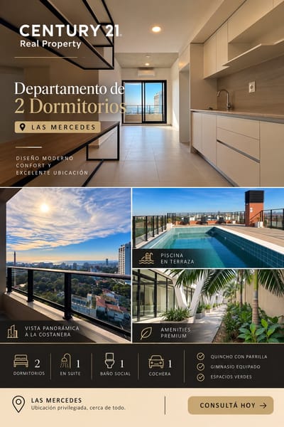 DEPARTAMENTO EN VENTA 2 DORMITORIOS LAS MERCEDES